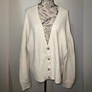 American Eagle Outfitters Cream Button-Up Knit Cardigan